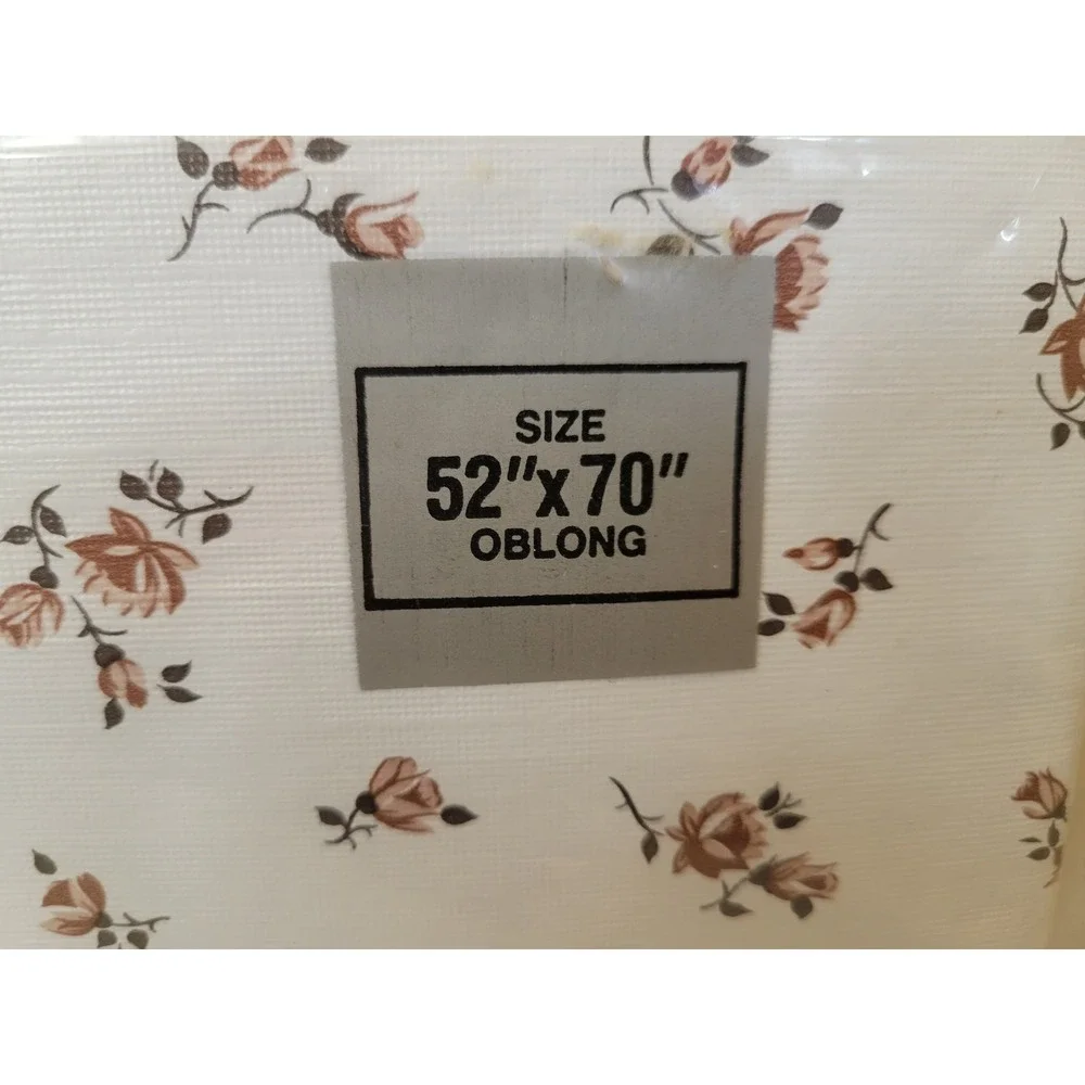 Vintage California Creations Floral Vinyl Tablecloth Flannel Back Oblong 52x70